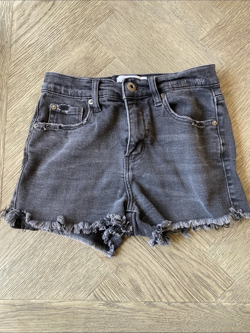 Pistola Dark Gray Black Jean Denim Shorts Distressed Size 25